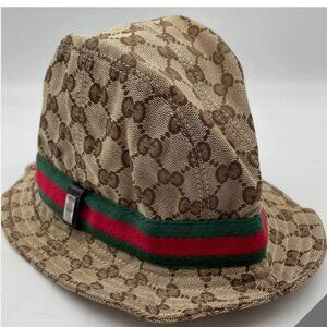 GUCCI GG Pattern Sherry Line Bucket Hat Size M but fits small only, Authentic